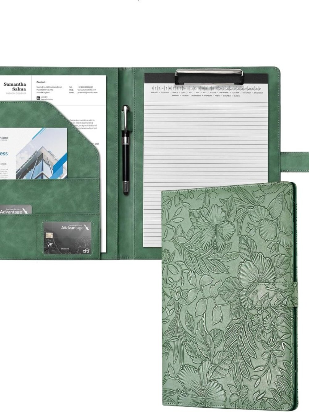 Clipboard Folder Padfolio, Writing Portfolio Faux Leather Clipboards with Cover